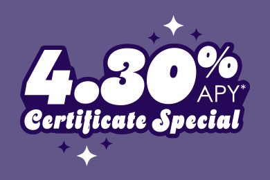 Get 4.30% APY* with a 19 month term and $500 minimum deposit.
