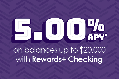 Earn 5.00% APY* on balances up to $20,000 with a Rewards+ Checking account.